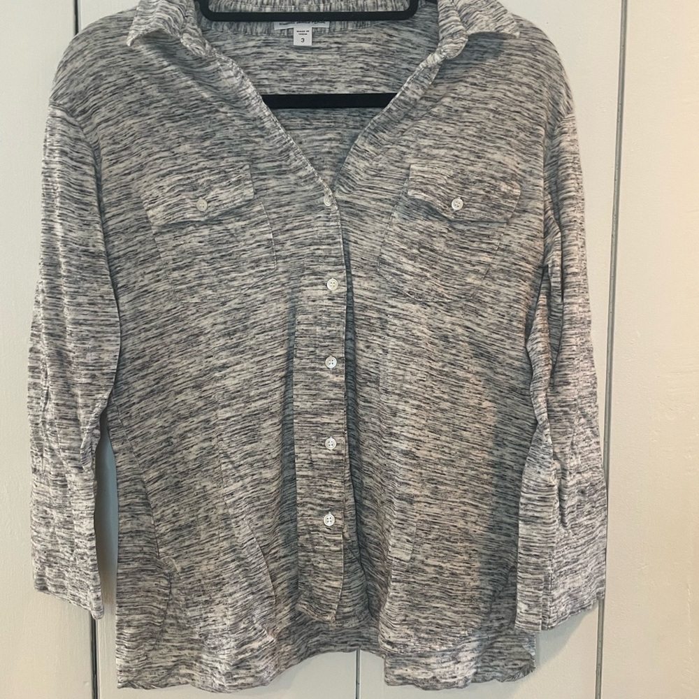 James Perse Heathered Gray Button-Down Shirt